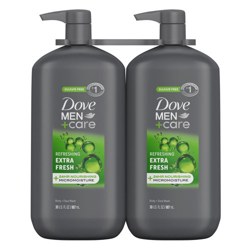 Dove Men+Care Extra Fresh Body Wash, 30 fl oz, 2 pk – front of package