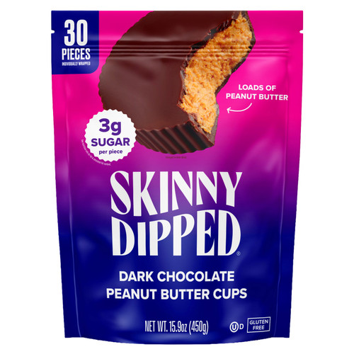SkinnyDipped Dark Chocolate Peanut Butter Cups, 30-Count