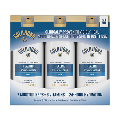 Gold Bond Healing Hydrating Lotion, 14 oz, 3 pk – front of package