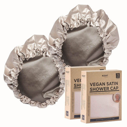 DiscoverNight NIGHT Satin Anti-Frizz Shower & Sleep Caps, 2 pk – front of package