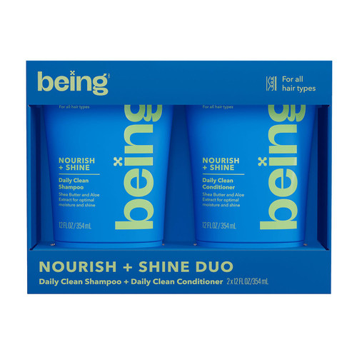 Being NOURISH + SHINE Shampoo & Conditioner Duo, 12 fl oz, 2 pk – front of package