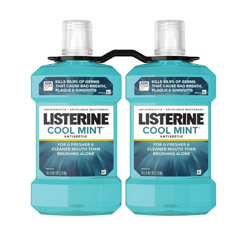 Listerine Cool Mint Antiseptic Mouthwash, 50.7 fl oz, 2 pk – front of package