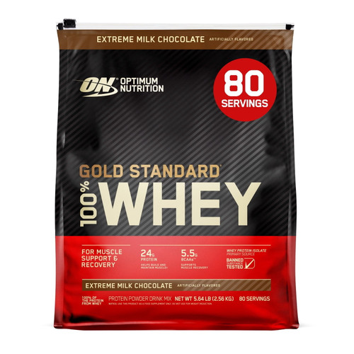 Optimum Nutrition, Gold Standard 100% Whey Protein Powder, Extreme Milk Chocolate, 5.64 lbs – front of package