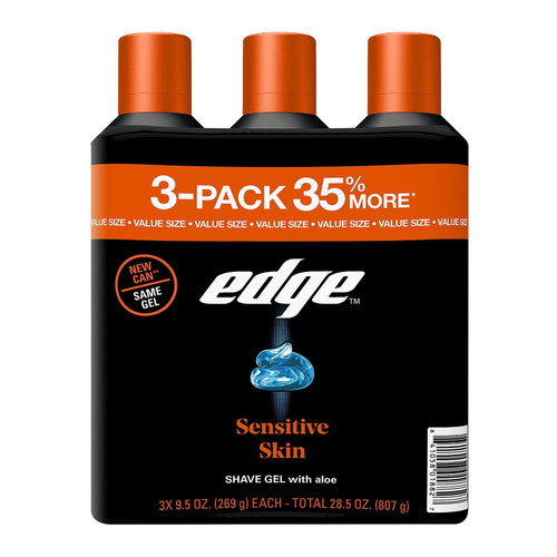 Edge Sensitive Skin Shaving Gel for Men, 9.5 oz, 3 pk – front of package