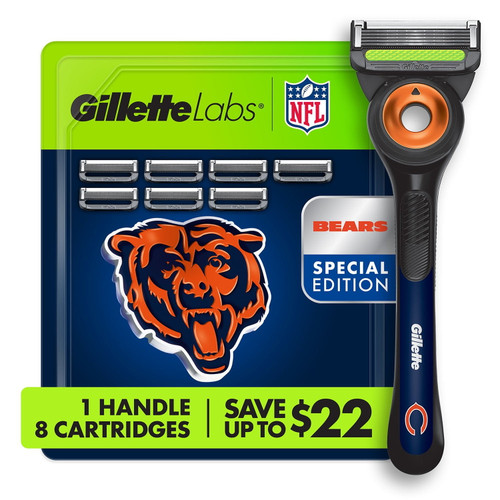 Gillette Labs NFL Chicago Bears Men's Razor, Handle + 8 Cartridges – front of package