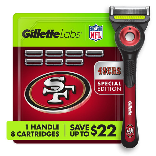 Gillette Labs NFL San Francisco 49ers Men's Razor, Handle + 8 Cartridges – front of package