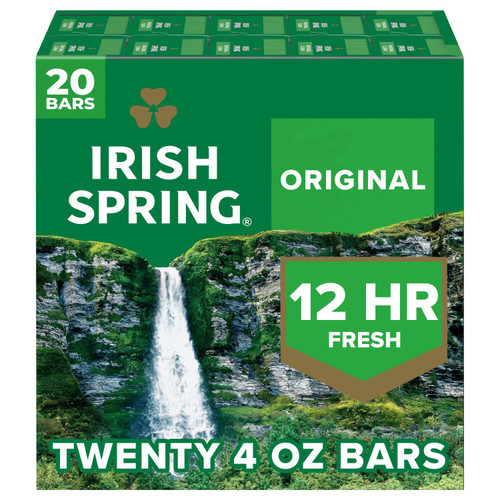 Irish Spring Bar Soap, Original Clean, 4 oz, 20 ct – front of package