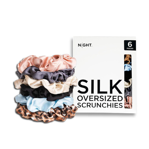 DiscoverNight NIGHT Anti-Crease Silk Oversized Scrunchies, 6 ct – front of package