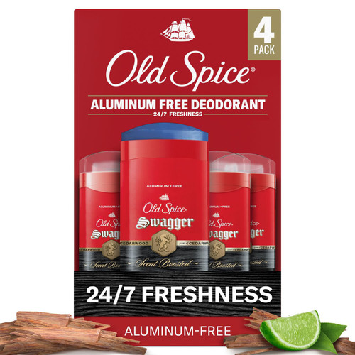 Old Spice Swagger Deodorant, Aluminum-Free, 3 oz, 4 pk – front of package