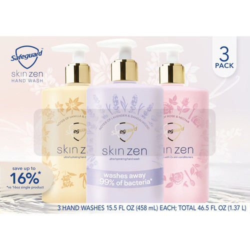 Safeguard Skin Zen Hand Wash, Variety Pack, 16 oz, 3 pk – front of package