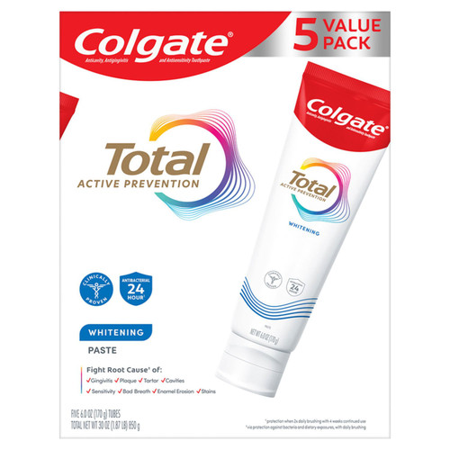 Colgate Total Whitening Toothpaste, 6 oz, 5 pk – front of package