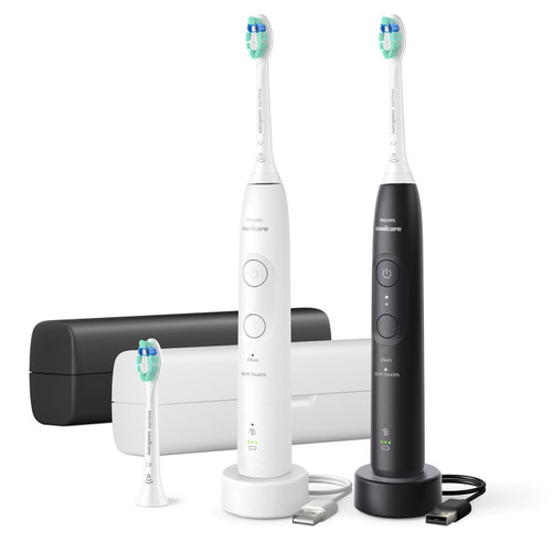 Philips Sonicare Total Clean Rechargeable Toothbrush, White and Black, 2 pk – front of package