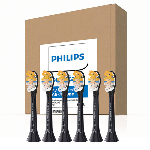 Philips Sonicare Premium All-in-One Replacement Toothbrush Heads, Black, 6 ct – front of package