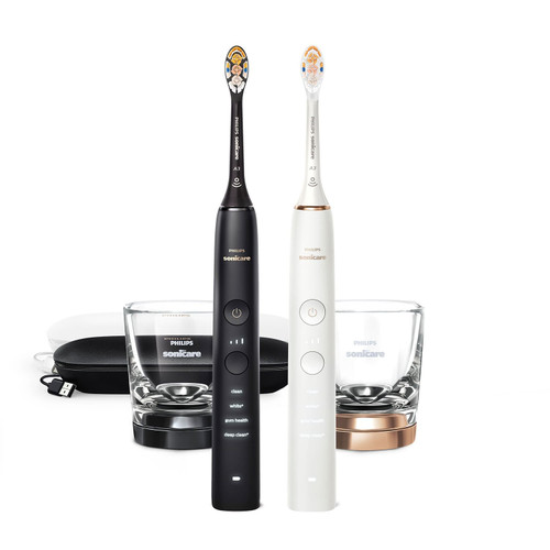 Philips Sonicare DiamondClean Power Toothbrush, Black and Rose Gold, 2 pk – front of package
