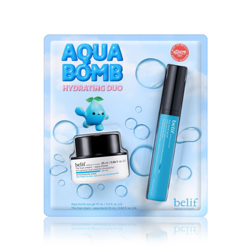 Belif Aqua Bomb Hydrating Duo with Aqua Bomb Moisturizer and Aqua Bomb Eye Gel – front of package