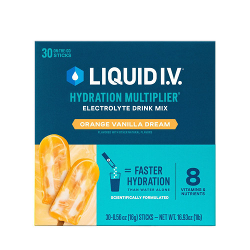 Liquid I.V. Hydration Multiplier Electrolyte Powder, Orange Vanilla Dream, 30 pk – front of package