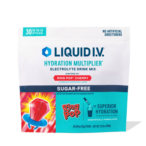 Liquid IV Sugar Free Hydration Multiplier Electrolyte Powder Ring Pop, 30 pk – front of package