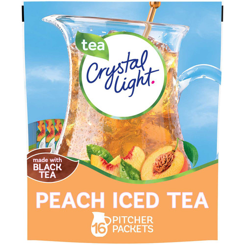 Crystal Light Peach Iced Tea Powdered Drink Mix 4.55 oz – front of package