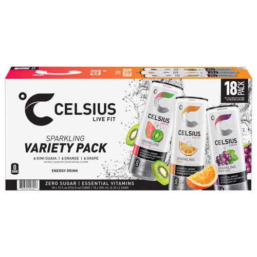 CELSIUS Sparkling Energy Drink Variety Pack, 12 fl oz, 18 Cans