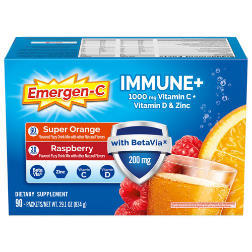 Emergen-C Immune+ Vitamin C with Vitamin D & Zinc Drink Mix, 90 Packets