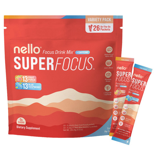 Nello Superfocus Drink Mix Variety Pack, 26 Packets