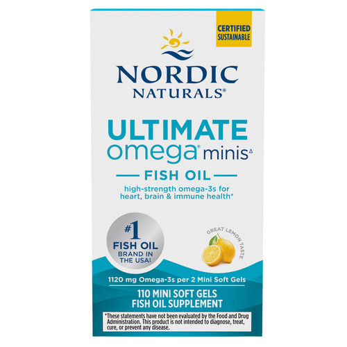 Nordic Naturals Omega Mini Fish Oil, Lemon, 110 Mini Softgels