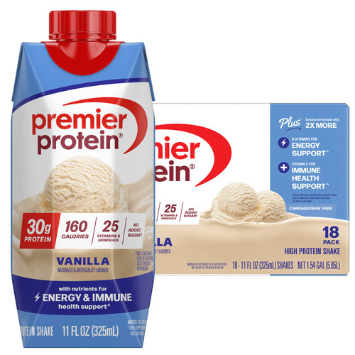 Premier Protein High Protein Shake, Vanilla, 11 fl oz, 18 Pack