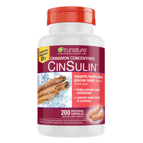 Trunature CinSulin Cinnamon Concentrate 500 mg, 200 Vegetarian Capsules