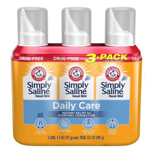 Arm & Hammer Simply Saline Nasal Mist, 3 x 4.5 oz