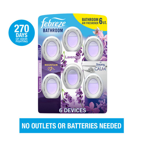 Febreze Bathroom Air Freshener, Calm Mix, 6 ct – front of package