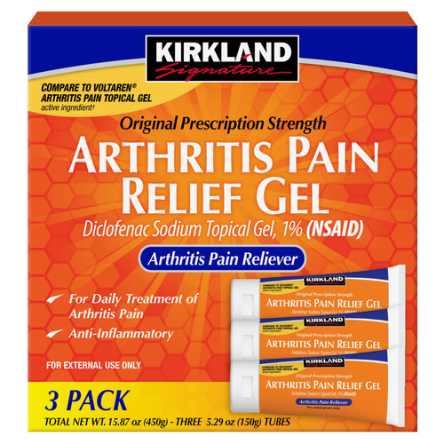 Kirkland Signature Arthritis Pain Relief Gel, Diclofenac Sodium 1%, 3 x 5.29 oz
