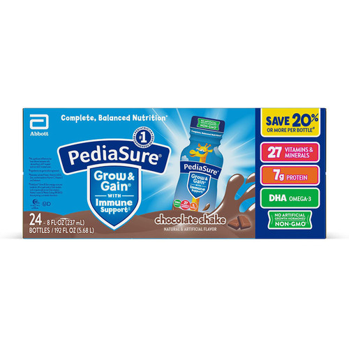 PediaSure Grow and Gain Nutrition Shake for Kids, Chocolate, 8 fl oz, 24 pk – front of package