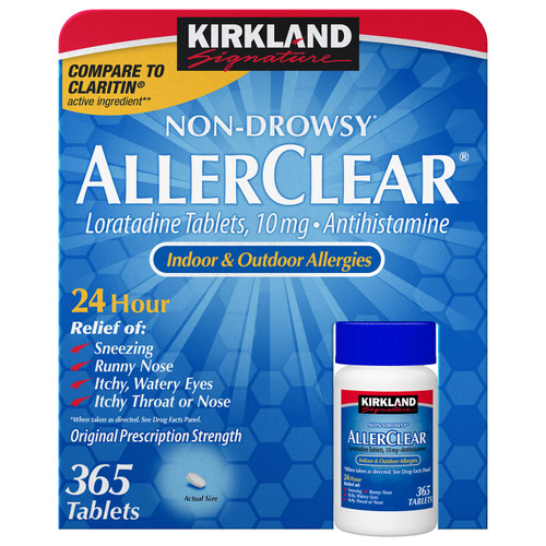 Kirkland Signature AllerClear Non-Drowsy Antihistamine 10 mg Tablets, 365 Count