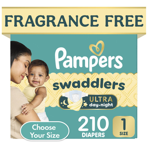 Pampers Swaddlers Ultra Diapers, Sizes Newborn-8 – front of package