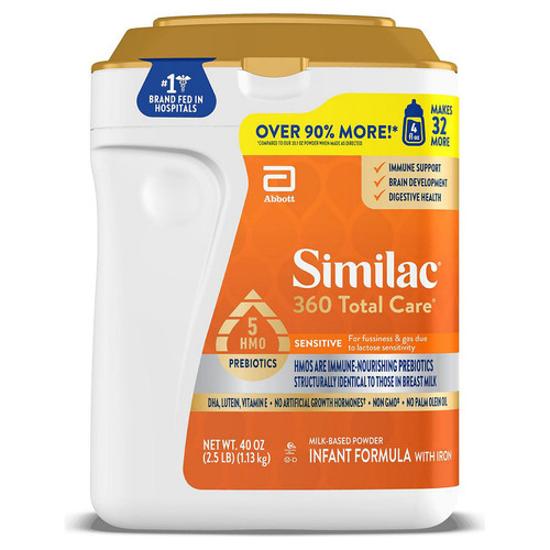 Similac 360 Total Care Infant Sensitive Powder Formula, 40 oz – front of package