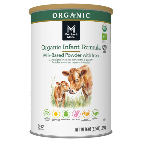 Member's Mark Organic Whole Milk Infant Formula, 36 oz – front of package