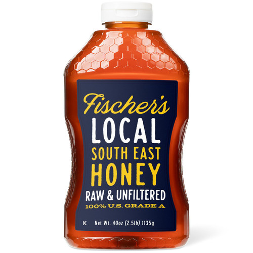 Fischer's Raw and Unfiltered Honey, 40 oz – front of package