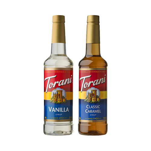 Torani Syrup Variety 2-Pack: Vanilla + Classic Caramel, 25.4 fl oz Each