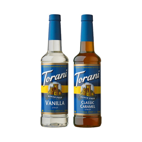 Torani Sugar-Free Syrup Variety 2-Pack: Vanilla + Classic Caramel, 25.4 fl oz Each