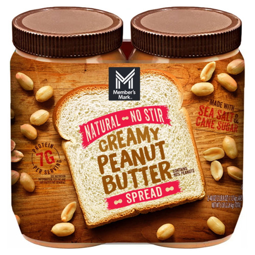 Member's Mark Natural Creamy Peanut Butter, 40 oz, 2 pk – front of package