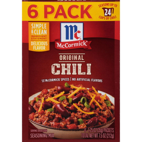 McCormick Chili Original Seasoning Mix 1.25 oz, 6 pk – front of package