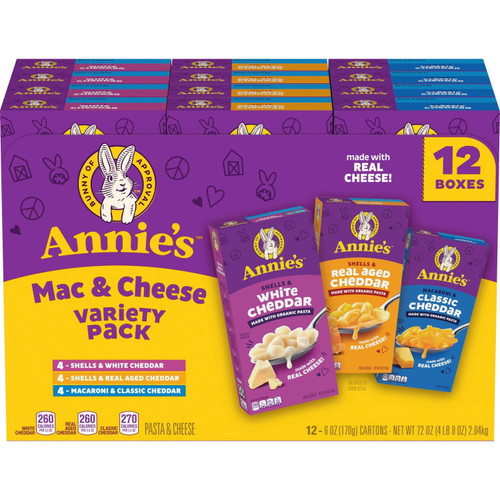 Annie's Homegrown Macaroni & Cheese, Variety Pack, 6 oz, 12 pk – front of package