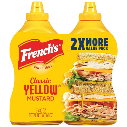 French's 100% Natural Classic Yellow Mustard, 30 oz, 2 pk – front of package