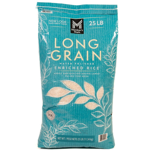 Member's Mark Long Grain White Rice, 25 lbs – front of package
