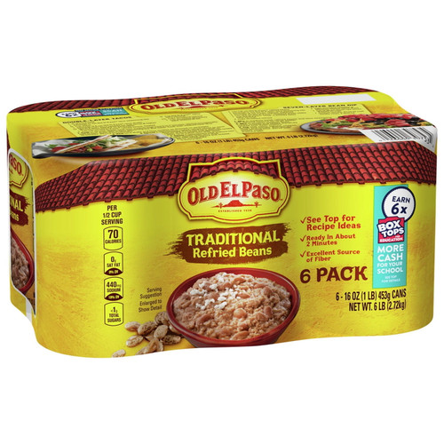 Old El Paso Traditional Refried Beans 16 oz, 6 pk – front of package
