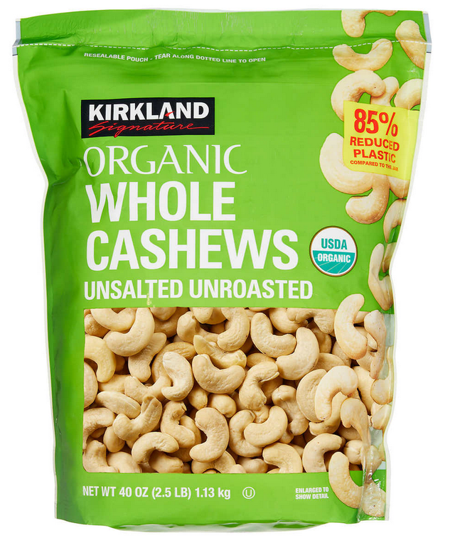 Kirkland Signature Organic Raw Whole Cashews, 40 oz