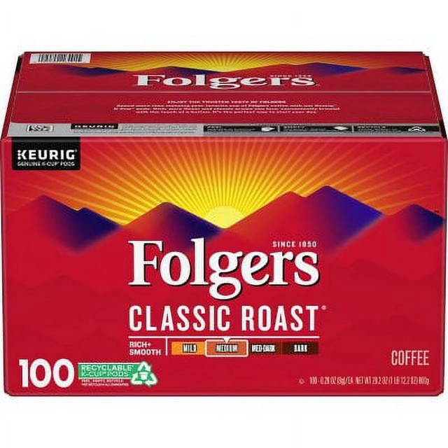 Folgers Classic Roast, 100 K-Cup pods
