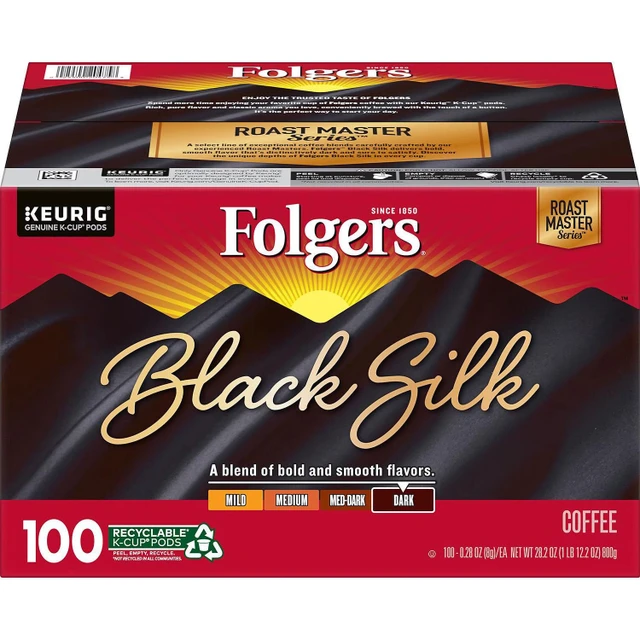 Folgers Black Silk Dark Roast, 100 K-Cup pods