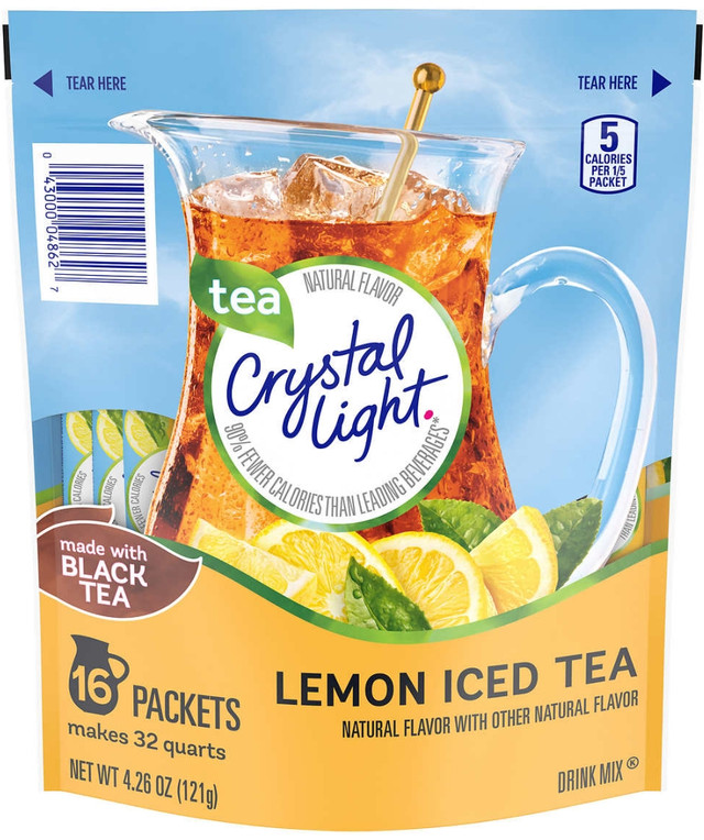 Crystal Light Lemon Iced Tea Drink Mix, 16 count