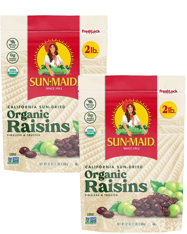 Sun-Maid Organic Raisins, 32 oz (2 count)